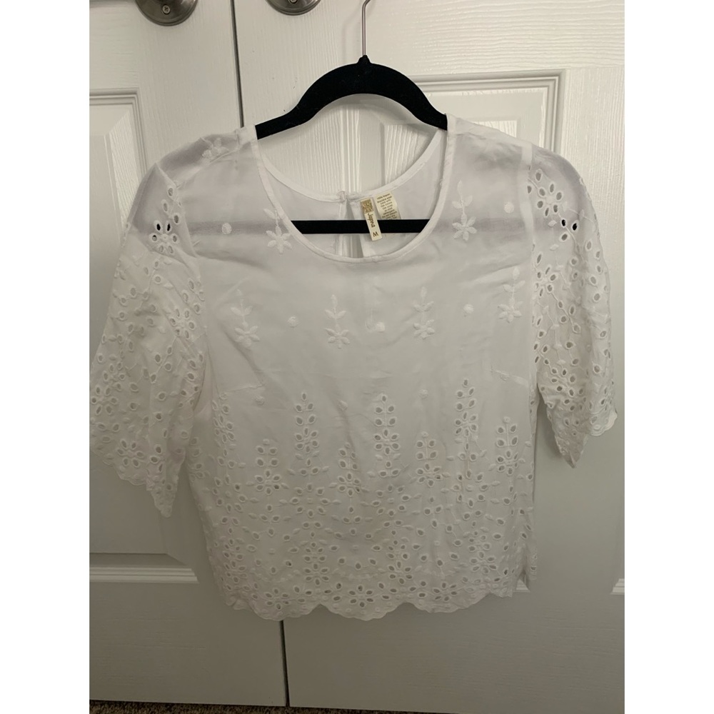 White eyelet top